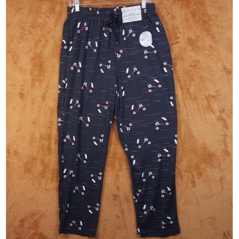 PGA TOUR Pajama Pants Mens Medium Black Drawstring Soft Touch Comfort Golf Cart